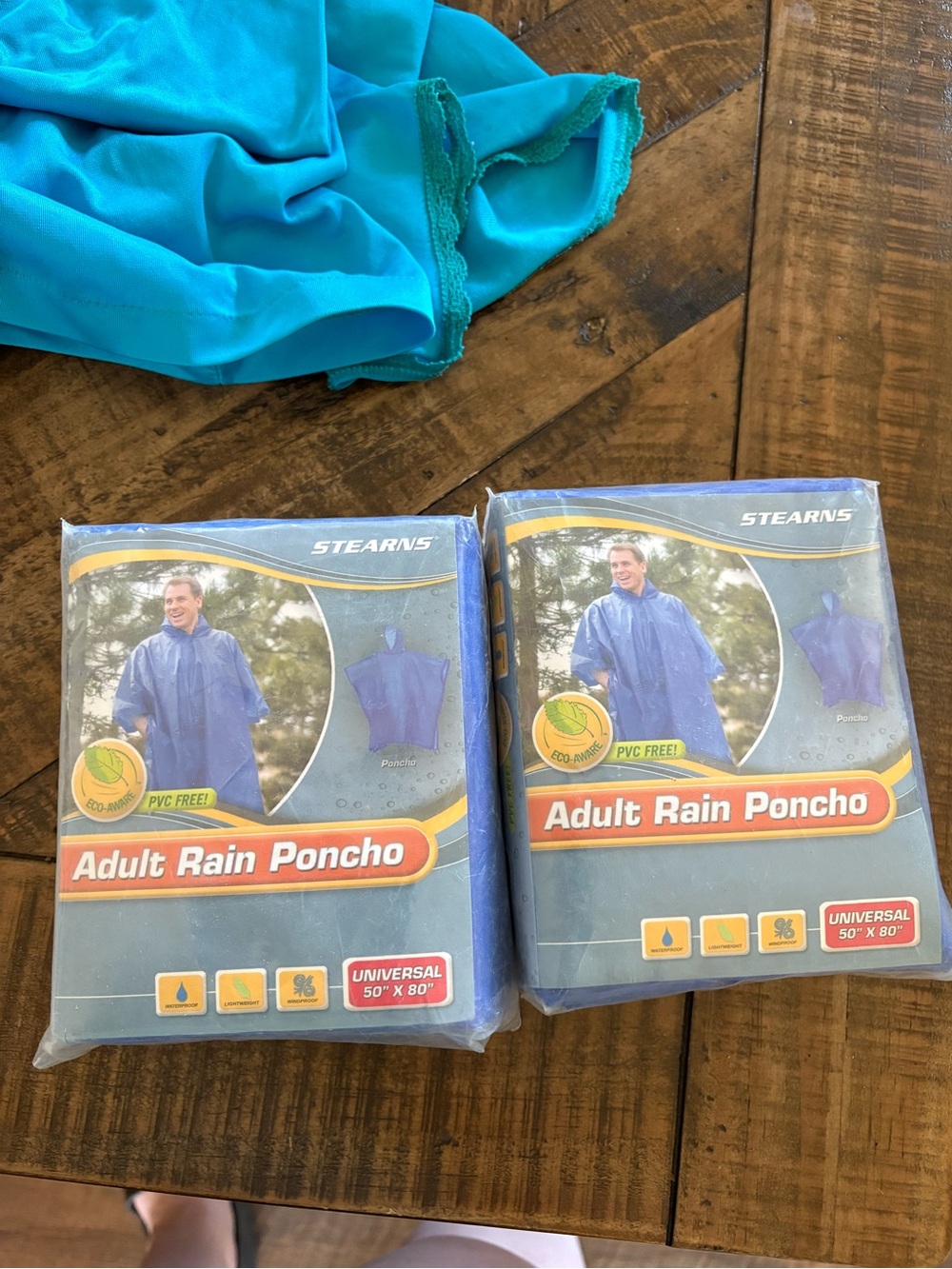 Blue Adult Rain Poncho - Waterproof Packable Jacket